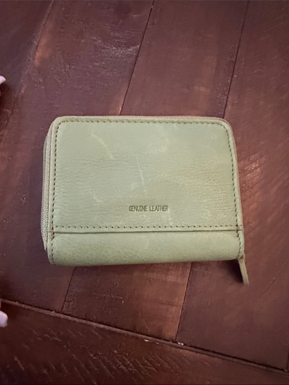 Rolfs Lazy Susan Kermit the frog Green Leather Zip Wallet with Gold Accent